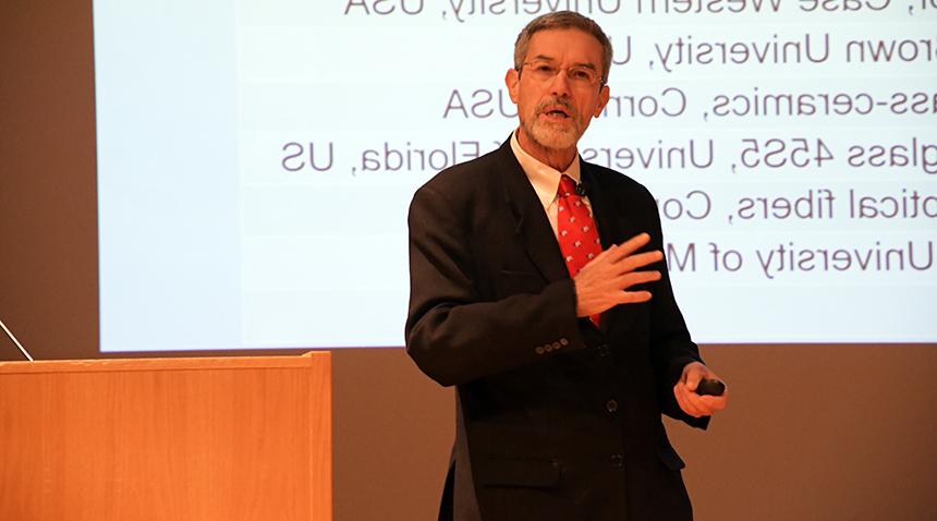 guest lecturer speaking to a crowd